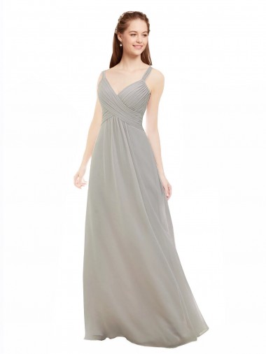 Soft Chiffon A-Line Long Sleeveless Criss Cross Back Bridesmaid Dress Glasgow