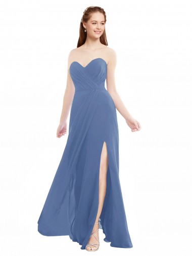 Soft Chiffon A-Line Long Sleeveless Windsor Blue Bridesmaid Dresses Glasgow