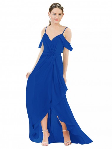 Soft Chiffon A-Line Long Cold Shoulder High Low Bridesmaid Dress Glasgow