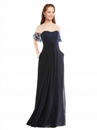 Soft Chiffon & Lace A-Line Long Cap Sleeves Formal Dress / Bridesmaid Dress Glasgow