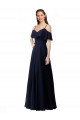 Soft Chiffon A-Line Long Sleeveless Dark Navy Bridesmaid Dress Glasgow