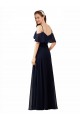 Soft Chiffon A-Line Long Sleeveless Dark Navy Bridesmaid Dress Glasgow