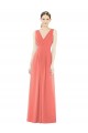 Soft Chiffon A-Line Long Sleeveless Coral V-Back Bridesmaid Dress Glasgow