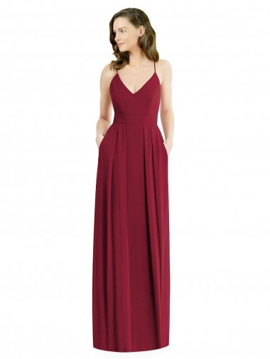 Soft Chiffon A-Line Long Sleeveless Open Back Burgundy Evening Dresses Glasgow