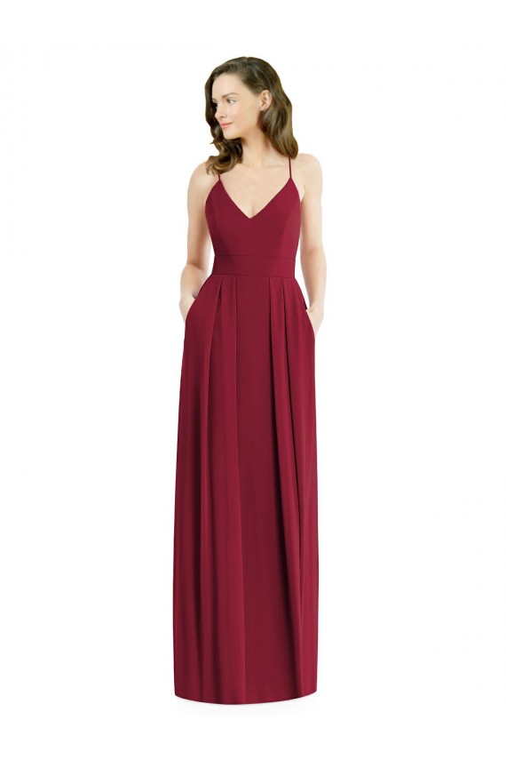 Soft Chiffon A-Line Long Sleeveless Open Back Burgundy Evening Dresses Glasgow