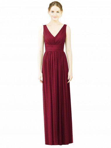 Soft Chiffon A-Line Long Sleeveless V-Back Bridesmaid Dress / Formal Dress Glasgow