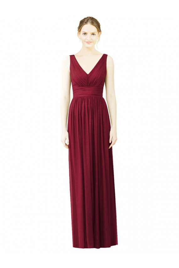 Soft Chiffon A-Line Long Sleeveless V-Back Bridesmaid Dress / Formal Dress Glasgow