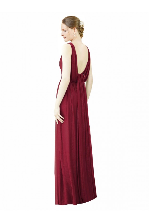 Soft Chiffon A-Line Long Sleeveless V-Back Bridesmaid Dress / Formal Dress Glasgow