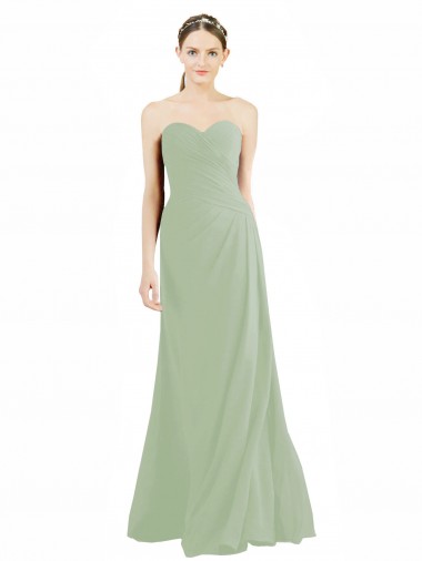 Soft Chiffon A-Line Long Sleeveless Smoke Green Bridesmaid Gowns Glasgow