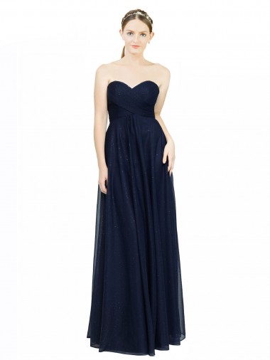 Chiffon A-Line Sleeveless Dark Navy Bridesmaid Dress / Evening Dress Glasgow