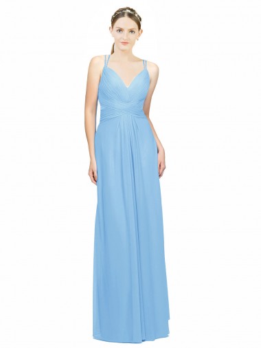 Chiffon Long Sleeveless Keyhole Back Bridesmaid Dress / Evening Dress Glasgow