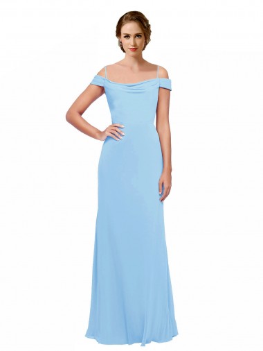Soft Chiffon A-Line Long Sleeveless Periwinkle Bridesmaid Dress Glasgow