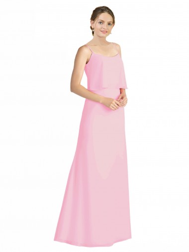 Soft Chiffon A-Line Long Sleeveless Spaghetti Straps Open Back Bridesmaid Dresses Glasgow