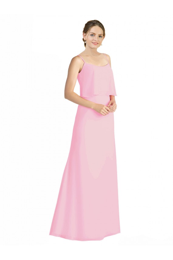 Soft Chiffon A-Line Long Sleeveless Spaghetti Straps Open Back Bridesmaid Dresses Glasgow