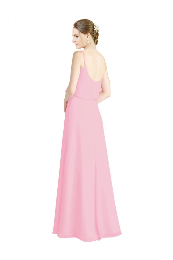 Soft Chiffon A-Line Long Sleeveless Spaghetti Straps Open Back Bridesmaid Dresses Glasgow