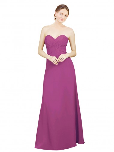 Soft Chiffon A-Line Long Sleeveless Wild Berry Open Back Bridesmaid Gowns Glasgow