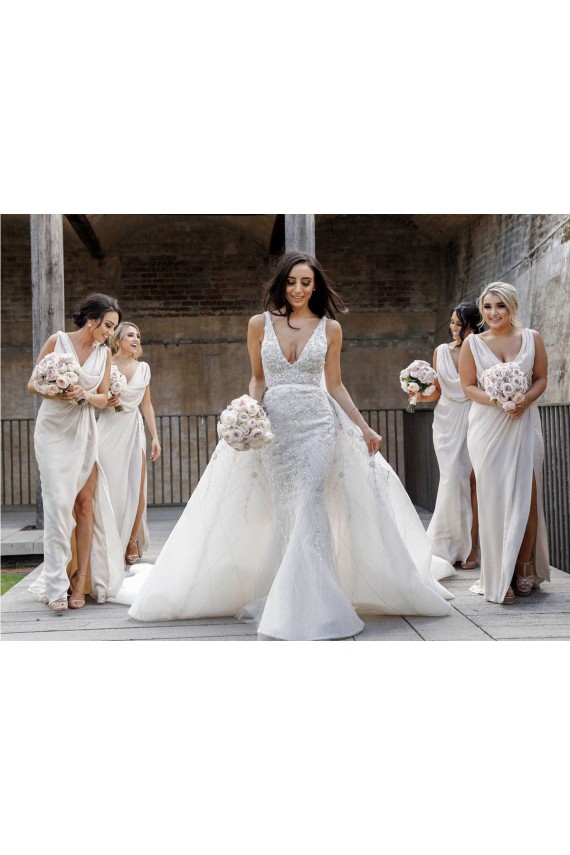 Soft Chiffon A-Line Long Sleeveless Low Back Bridesmaid Dress Glasgow