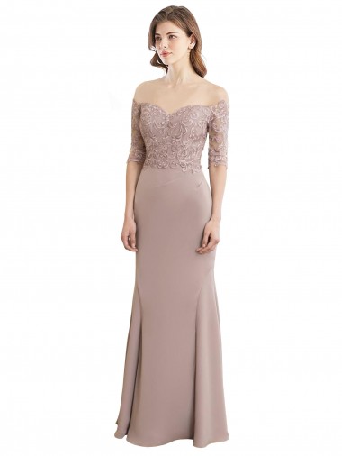 Soft Chiffon & Lace Mermaid Long Half Sleeves Keyhole Back Bridesmaid Dress Glasgow