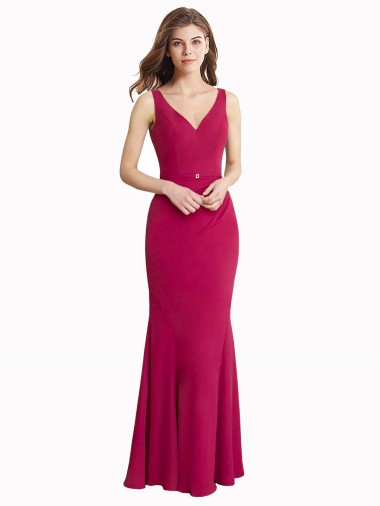Soft Chiffon Mermaid Long Sleeveless V-Back Prom Dress / Bridesmaid Dress Glasgow
