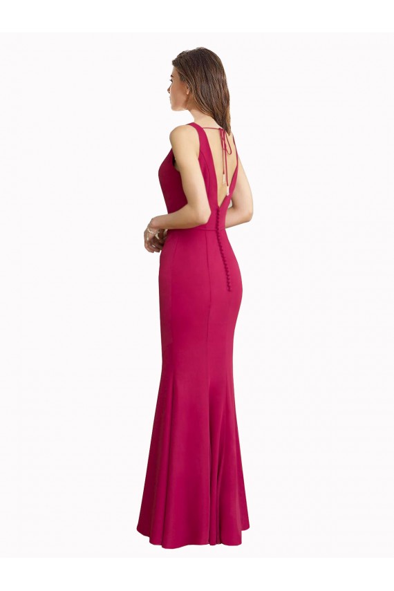 Soft Chiffon Mermaid Long Sleeveless V-Back Prom Dress / Bridesmaid Dress Glasgow