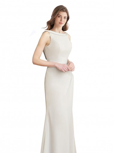 Soft Chiffon & Satin Mermaid Long Sleeveless V-Back Bridesmaid Dress Glasgow