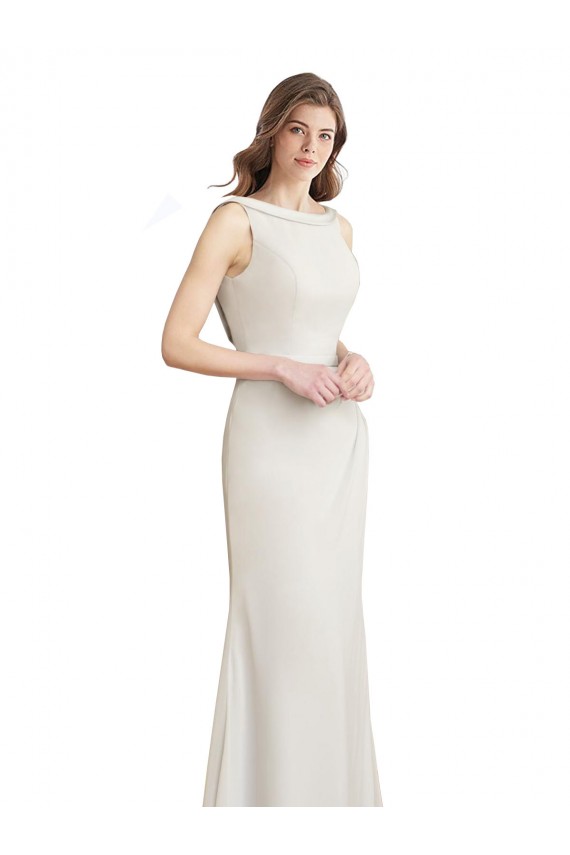 Soft Chiffon & Satin Mermaid Long Sleeveless V-Back Bridesmaid Dress Glasgow
