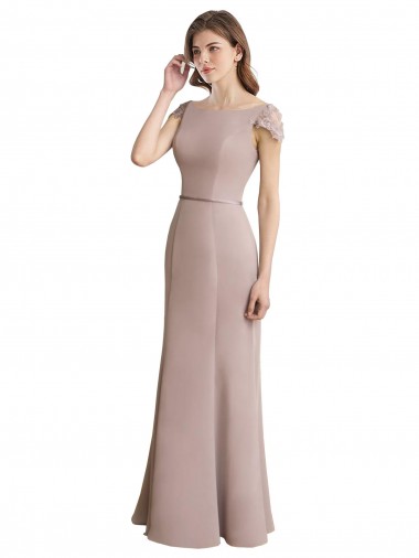 Soft Chiffon & Lace Mermaid Long Cap Sleeves Formal Dress / Bridesmaid Dress Glasgow