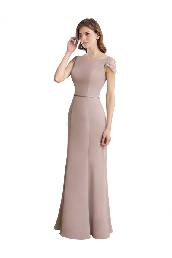 Soft Chiffon & Lace Mermaid Long Cap Sleeves Formal Dress / Bridesmaid Dress Glasgow