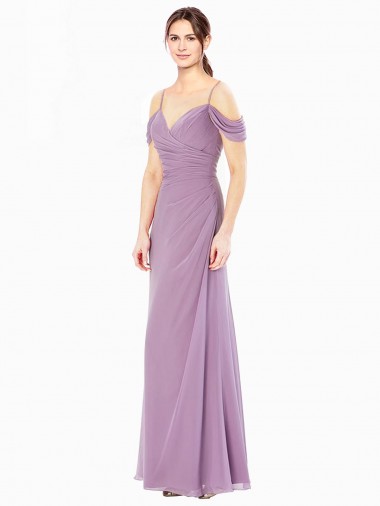 Soft Chiffon Sheath Long Sleeveless Bridesmaid Dress / Formal Dress Glasgow