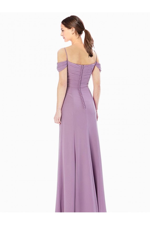 Soft Chiffon Sheath Long Sleeveless Bridesmaid Dress / Formal Dress Glasgow