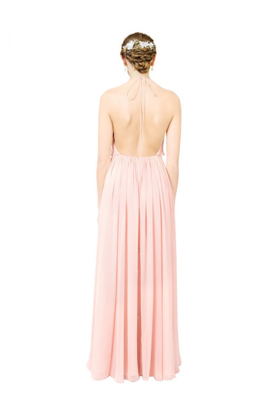Soft Chiffon Long Sleeveless Open Back Formal Dress / Bridesmaid Dress Glasgow