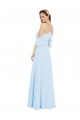 Soft Chiffon A-Line Long Cold Shoulder Light Sky Blue Bridesmaid Dresses Glasgow