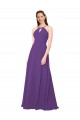 Soft Chiffon Sheath Long Sleeveless Plum Purple Bridesmaid Dress Glasgow