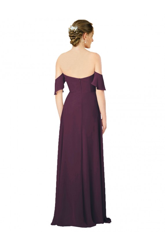 Soft Chiffon Sheath Long Cold Shoulder Formal Dress / Bridesmaid Dress Glasgow