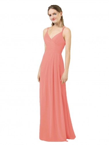 Soft Chiffon Sheath Long Sleeveless V-Neck Keyhole Back Bridesmaid Dresses Glasgow