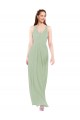 Soft Chiffon Sheath Long Sleeveless Smoke Green Keyhole Back Bridesmaid Dress Glasgow