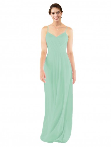 Soft Chiffon Sheath Long Sleeveless Mint Green Keyhole Back Bridesmaid Dress Glasgow