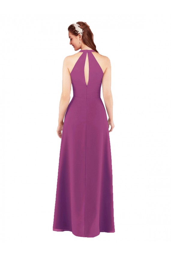 Soft Chiffon Sheath Long Sleeveless Keyhole Back Bridesmaid Dress Glasgow