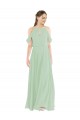 Soft Chiffon Sheath Long Sleeveless Sage Bridesmaid Dress Glasgow