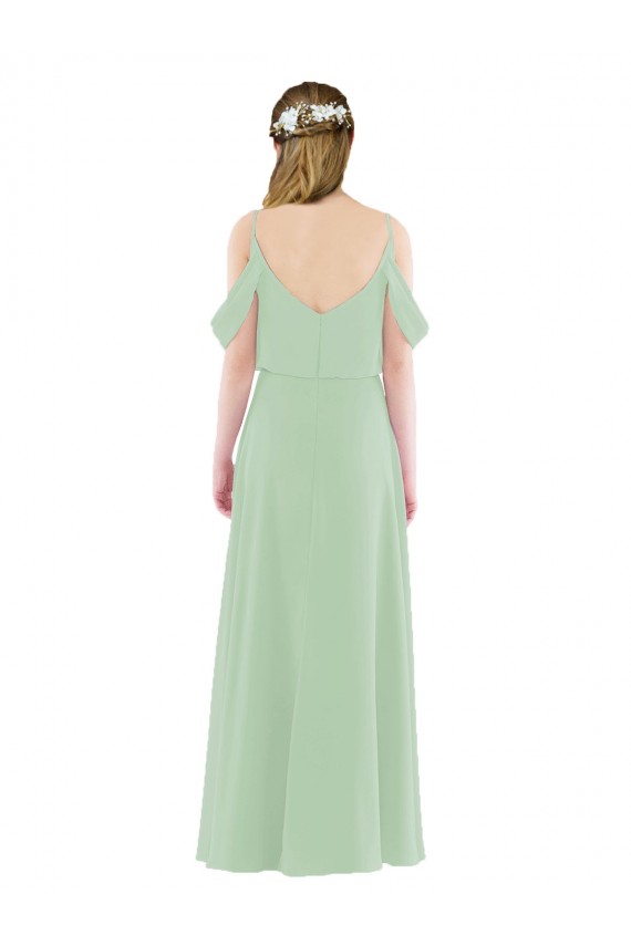 Soft Chiffon Sheath Long Sleeveless Sage Bridesmaid Dress Glasgow