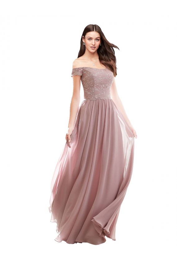 Soft Chiffon & Lace A-Line Long Cap Sleeves Pink Bridesmaid Dresses Glasgow