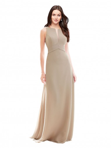 Soft Chiffon A-Line Long Sleeveless Champagne Bridesmaid Dress Glasgow