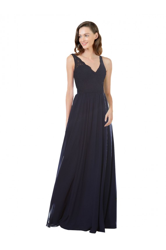 Soft Chiffon & Lace A-Line Sleeveless Dark Navy Bridesmaid Dresses Glasgow