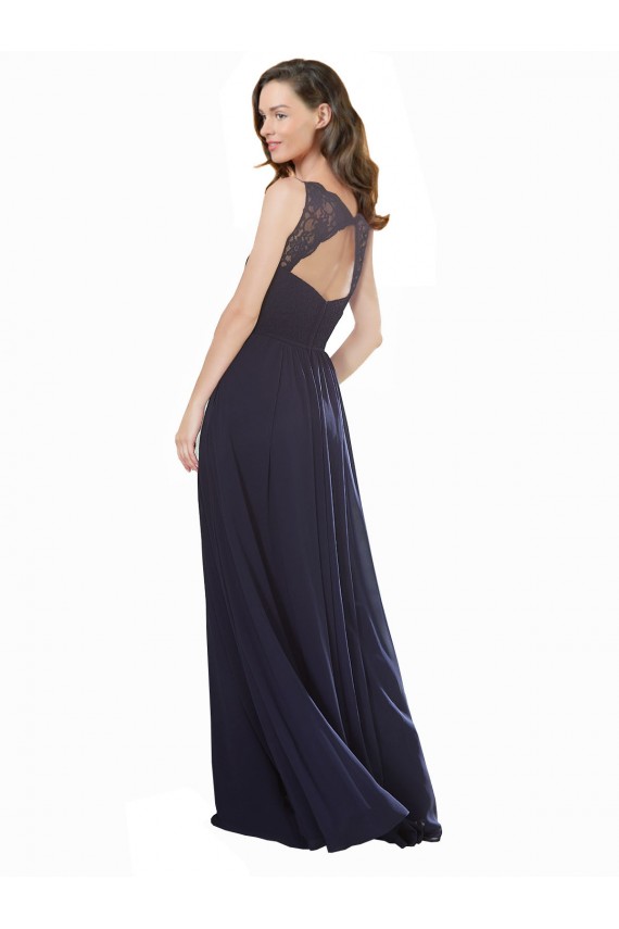 Soft Chiffon & Lace A-Line Sleeveless Dark Navy Bridesmaid Dresses Glasgow