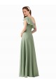 Soft Chiffon A-Line Long Flutter Sleeves Bridesmaid Dress Glasgow