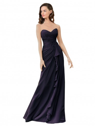 Soft Chiffon Sheath Long Dark Navy Bridesmaid Dress Glasgow