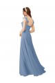 Soft Chiffon A-Line Long Cap Sleeves Bridesmaid Dress Glasgow