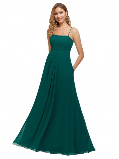 Soft Chiffon A-Line Long Sleeveless Hunter Low Back Bridesmaid Dress Glasgow