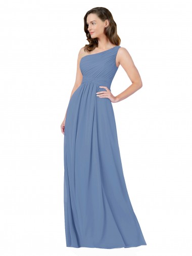 Soft Chiffon Sheath Long Sleeveless Windsor Blue Bridesmaid Gowns Glasgow
