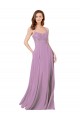 Soft Chiffon & Lace A-Line Long Sleeveless Dark Lavender Bridesmaid Dresses Glasgow